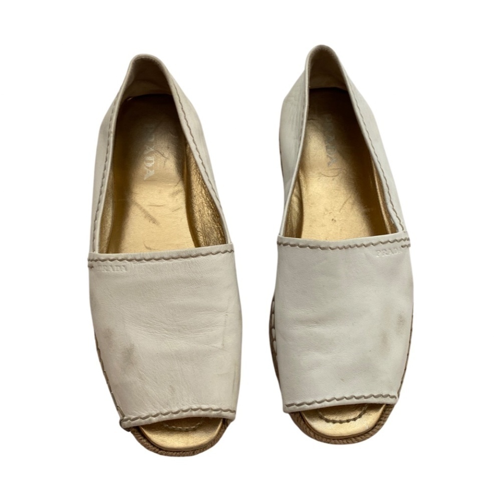 Prada Napa Leather Platform Espadrilles Size 40 US